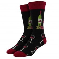Wine Glass & Bottle Black Luxury Men's Socks
