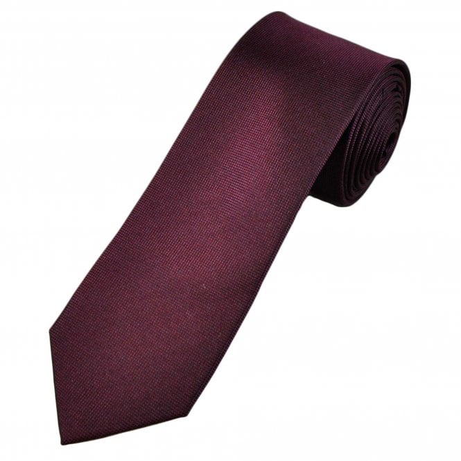 Wine Red & Black Micro Pattern Men's Silk Narrow Tie