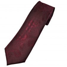 Wine Red & Black Paisley Pattern Men's Extra Long Tie