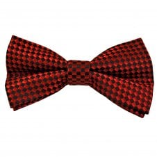 Wine Red & Black Square Pattern Men's Bow Tie