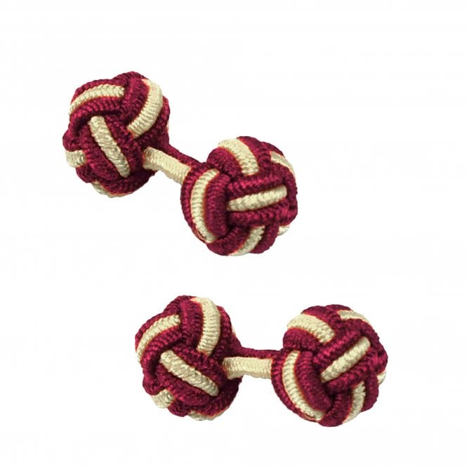 Wine Red & Lemon Elastic Knot Cufflinks