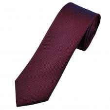 Wine Red, Navy & Blue Pattern Men's Silk Narrow Tie