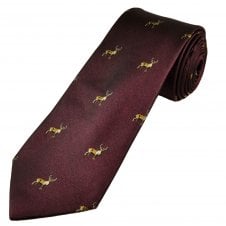 Wine Red Stag Luxury Silk Men's Country Tie