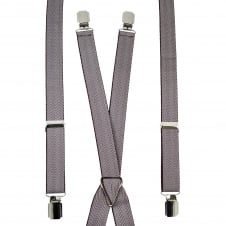 Wine Red & White Chevron Patterned Men's Skinny Trouser Braces - Silver Clips