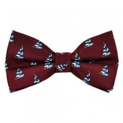 Wine Red Yachts Novelty Bow Tie