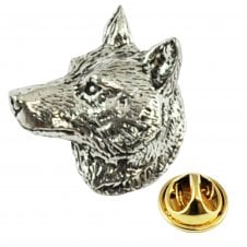 Wolf Head English Pewter Lapel Pin Badge