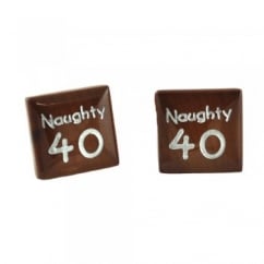 Wooden 40th Birthday Cufflinks - Naughty 40