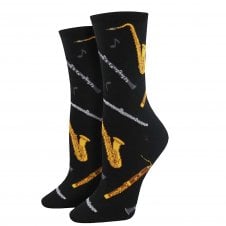 Woodwind Musical Instruments Black Luxury Ladies Socks
