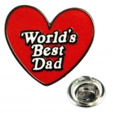 World's Best Dad Love Heart Father's Day Gift Lapel Pin Badge