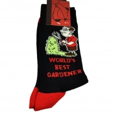 World's Best Gardener Black & Red Men's Novelty Socks