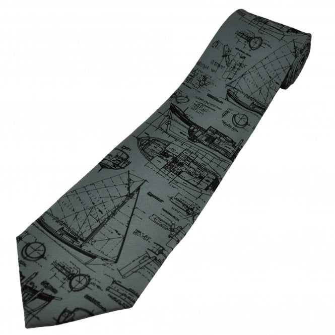 Yacht, Boat & Ship Plans Grey Men's Novelty Tie