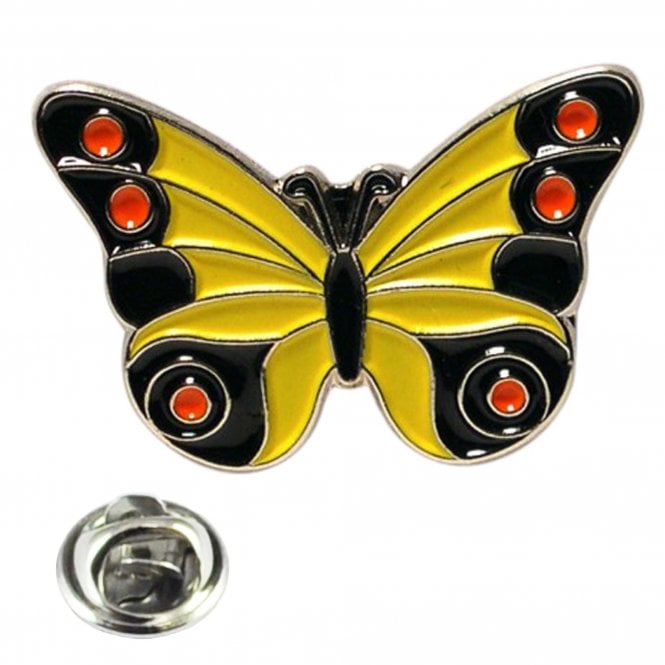 Yellow & Black Butterfly Lapel Pin Badge