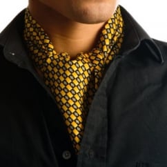 Yellow & Black Checked Casual Cravat