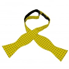 Yellow & Black Polka Dot Self Tie Silk Bow Tie