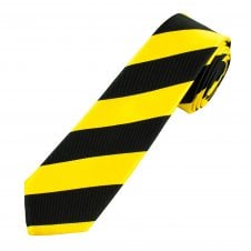 Yellow & Black Repp Striped Boys Childrens Skinny Tie