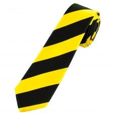 Yellow & Black Repp Striped Men's Skinny Tie