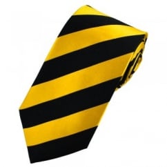 Yellow & Black Striped Silk Tie
