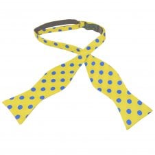 Yellow & Blue Polka Dot Men's Self Tie Bow Tie