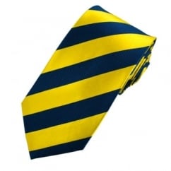 Yellow & Dark Blue Striped Men's Silk Tie
