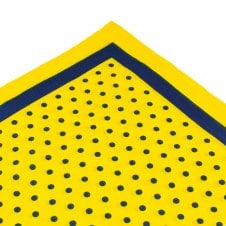 Yellow & Navy Blue Polka Dot Cotton Silk Blend Pocket Square Handkerchief