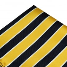 Yellow, Navy Blue & White Striped Pocket Square Handkerchief