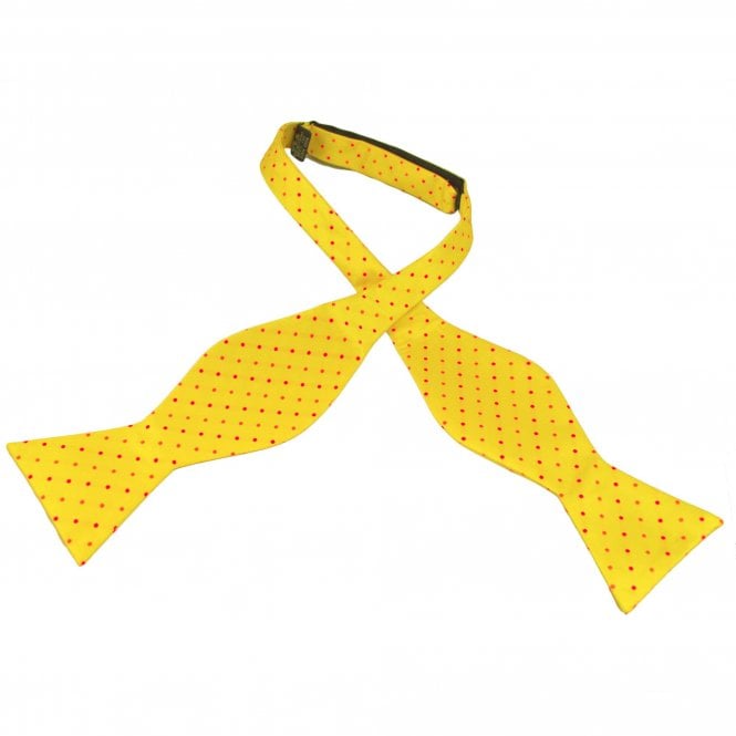 Yellow, Orange & Red Polka Dot Men's Self Tie Bow Tie