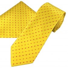 Yellow, Orange & Red Polka Dot Men's Tie & Pocket Square Handkerchief Set