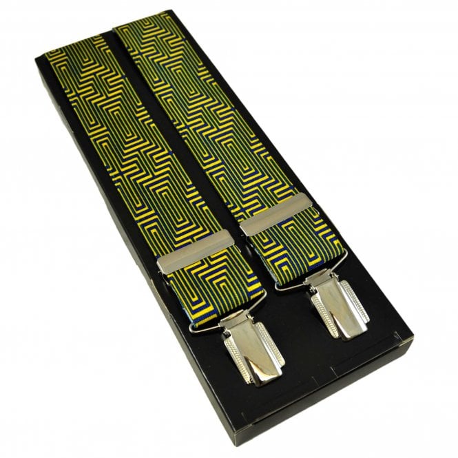 Yellow & Royal Blue Maze Pattern Men's Trouser Braces