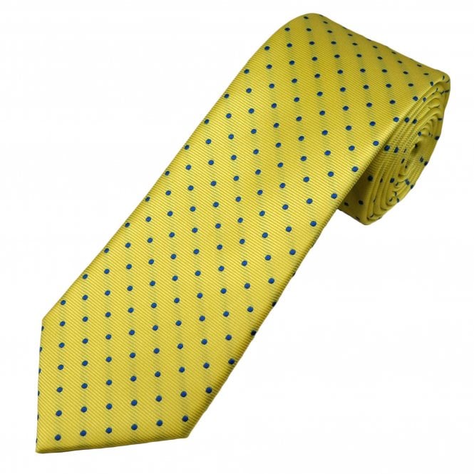 Yellow & Royal Blue Polka Dot Men's Tie