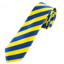Yellow & Royal Blue Striped Boys Skinny Tie
