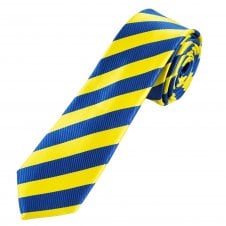 Yellow & Royal Blue Striped Men's Skinny Tie