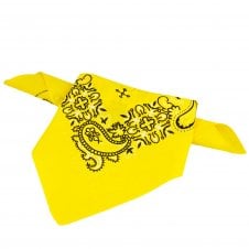 Yellow, White & Black Paisley Patterned Bandana Neckerchief