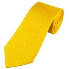 Yellow & White Polka Dot Men's Silk Tie
