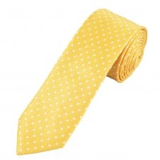 Yellow & White Polka Dot Men's Skinny Tie