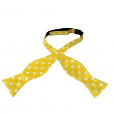 Yellow & White Polka Dot Self Tie Bow Tie