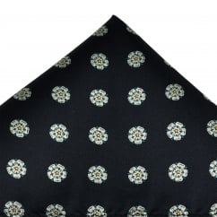 Yorkshire Rose Navy Luxury Silk Pocket Square Handkerchief